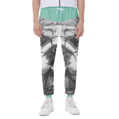 English Bulldog With Glasses Print Scuba Joggers