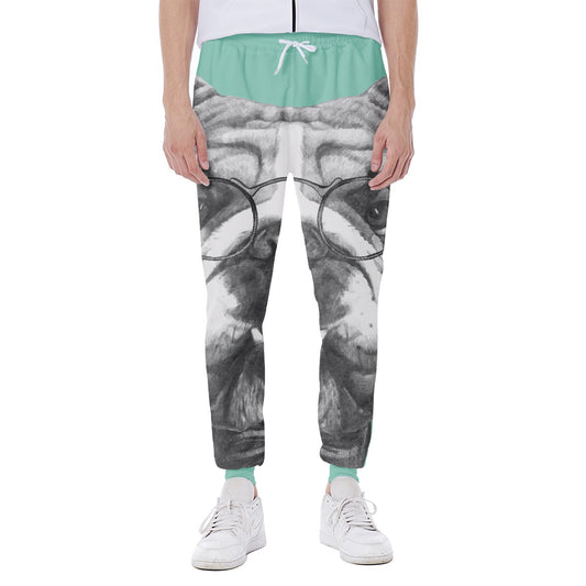 English Bulldog With Glasses Print Scuba Joggers