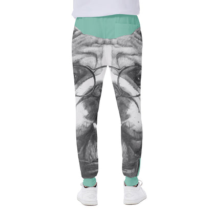 English Bulldog With Glasses Print Scuba Joggers