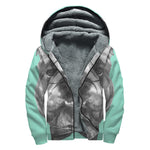 English Bulldog With Glasses Print Sherpa Lined Zip Up Hoodie
