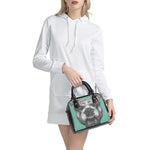 English Bulldog With Glasses Print Shoulder Handbag