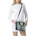 English Bulldog With Glasses Print Shoulder Handbag