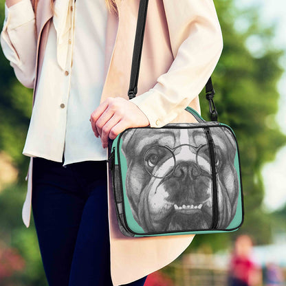 English Bulldog With Glasses Print Shoulder Strap Bible Bag
