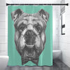 English Bulldog With Glasses Print Shower Curtain