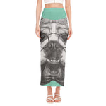 English Bulldog With Glasses Print Side Slit Maxi Skirt