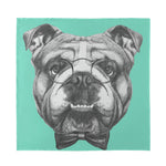 English Bulldog With Glasses Print Silk Bandana