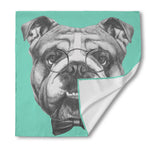English Bulldog With Glasses Print Silk Bandana