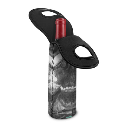 English Bulldog With Glasses Print Single Neoprene Wine Tote