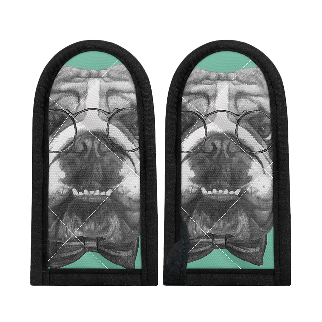 English Bulldog With Glasses Print Skillet Handle Cover