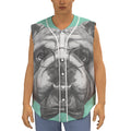 English Bulldog With Glasses Print Sleeveless Baseball Jersey