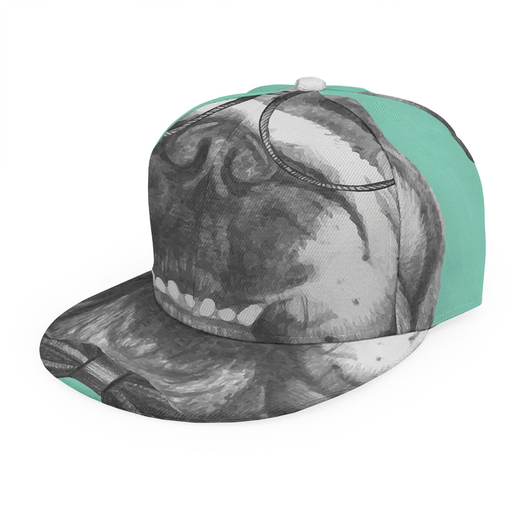 English Bulldog With Glasses Print Snapback Cap