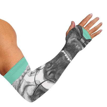 English Bulldog With Glasses Print Sun Protection Arm Sleeves