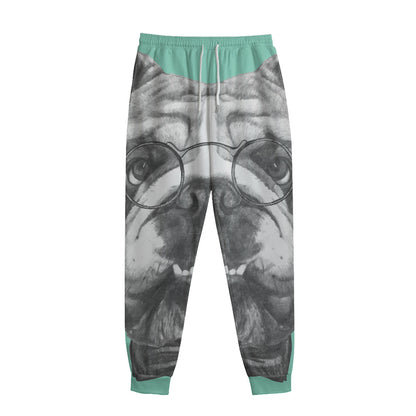 English Bulldog With Glasses Print Sweatpants