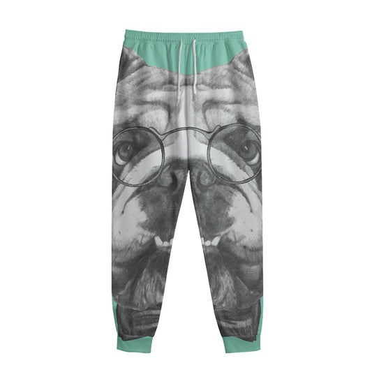 English Bulldog With Glasses Print Sweatpants