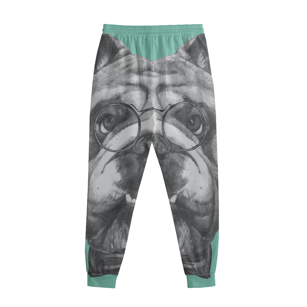 English Bulldog With Glasses Print Sweatpants
