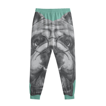 English Bulldog With Glasses Print Sweatpants