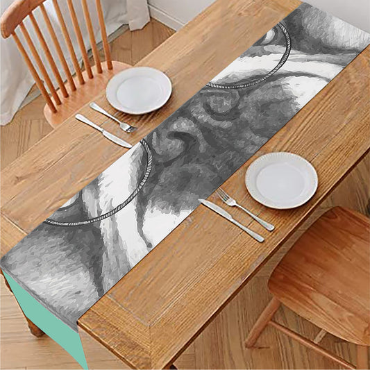 English Bulldog With Glasses Print Table Runner