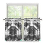 English Bulldog With Glasses Print Tier Curtains