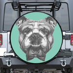 English Bulldog With Glasses Print Tire Cover