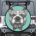 English Bulldog With Glasses Print Tire Cover With Camera Hole