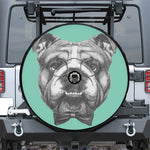 English Bulldog With Glasses Print Tire Cover With Camera Hole