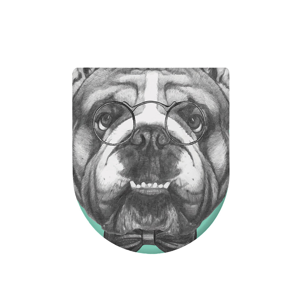 English Bulldog With Glasses Print Toilet Lid Cover