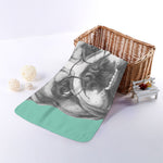 English Bulldog With Glasses Print Towel