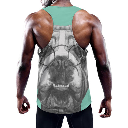 English Bulldog With Glasses Print Training Tank Top