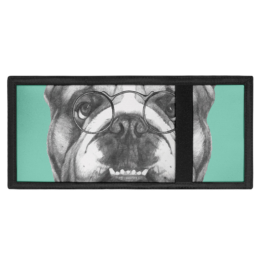English Bulldog With Glasses Print Trifold Wallet