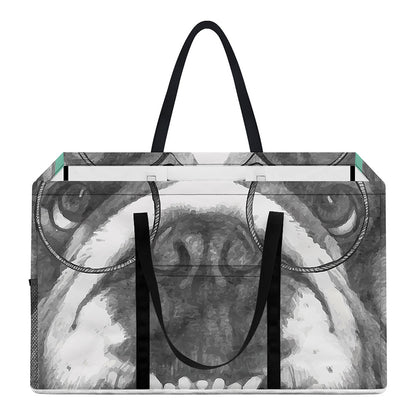 English Bulldog With Glasses Print Utility Tote Bag