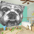 English Bulldog With Glasses Print Wall Sticker