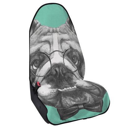 English Bulldog With Glasses Print Waterproof Car Seat Cover