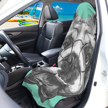 English Bulldog With Glasses Print Waterproof Car Seat Cover