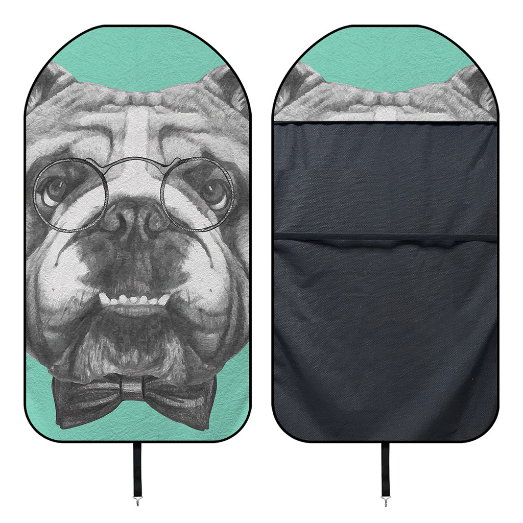 English Bulldog With Glasses Print Waterproof Car Seat Cover