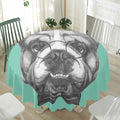 English Bulldog With Glasses Print Waterproof Round Tablecloth