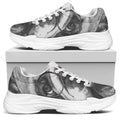 English Bulldog With Glasses Print White Chunky Shoes
