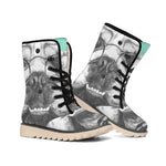 English Bulldog With Glasses Print Winter Boots