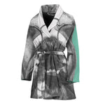 English Bulldog With Glasses Print Women's Bathrobe