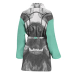 English Bulldog With Glasses Print Women's Bathrobe