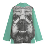 English Bulldog With Glasses Print Women's Blazer