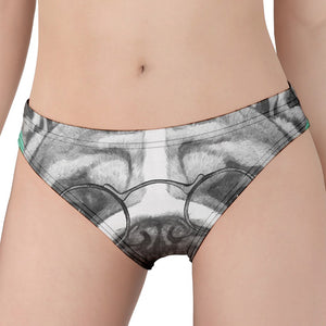 English Bulldog With Glasses Print Women's Panties