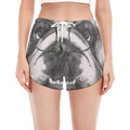 English Bulldog With Glasses Print Women's Split Running Shorts