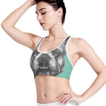 English Bulldog With Glasses Print Women's Sports Bra