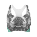 English Bulldog With Glasses Print Women's Sports Bra