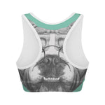 English Bulldog With Glasses Print Women's Sports Bra