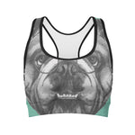 English Bulldog With Glasses Print Women's Sports Bra
