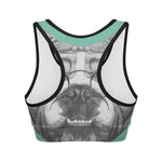 English Bulldog With Glasses Print Women's Sports Bra