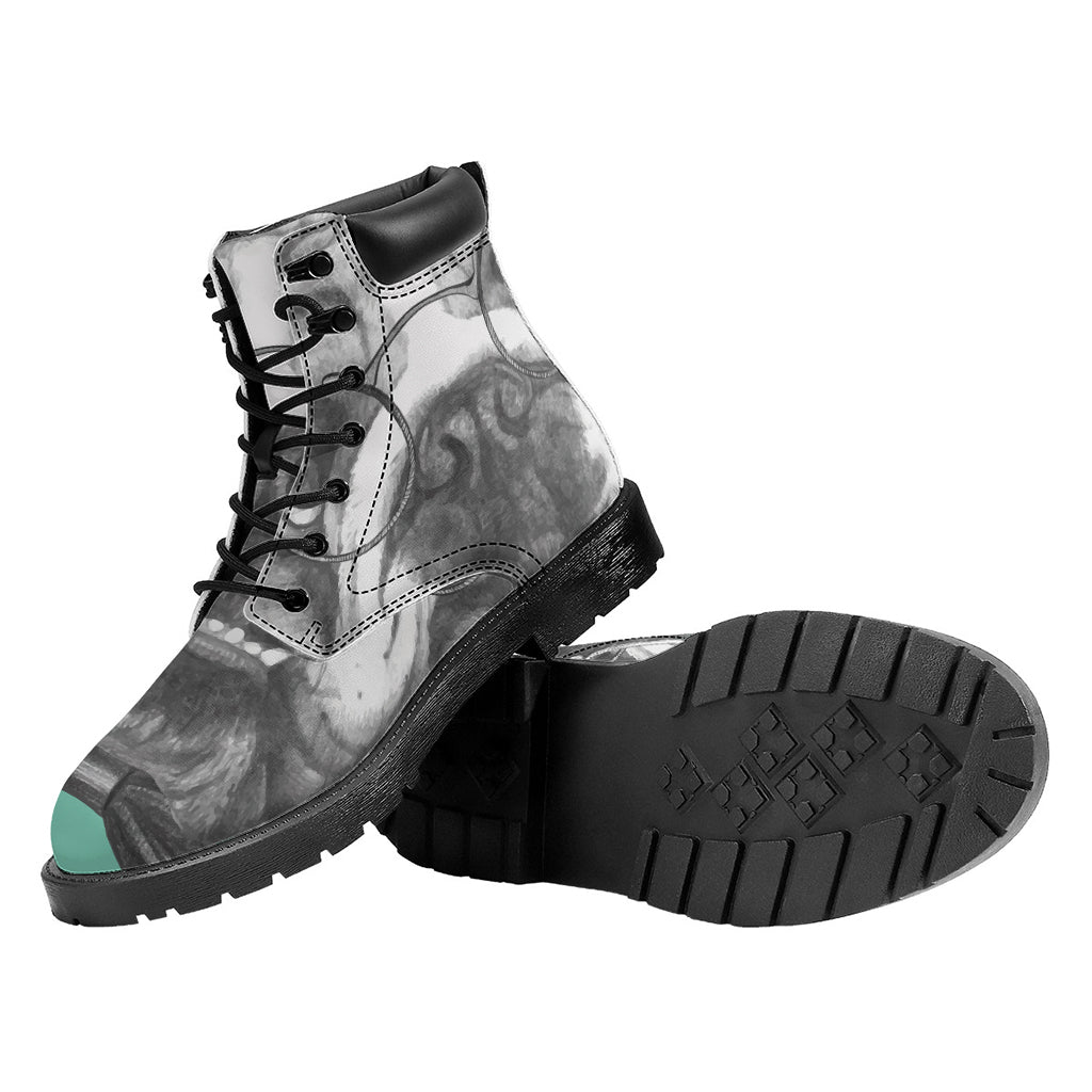 English Bulldog With Glasses Print Work Boots