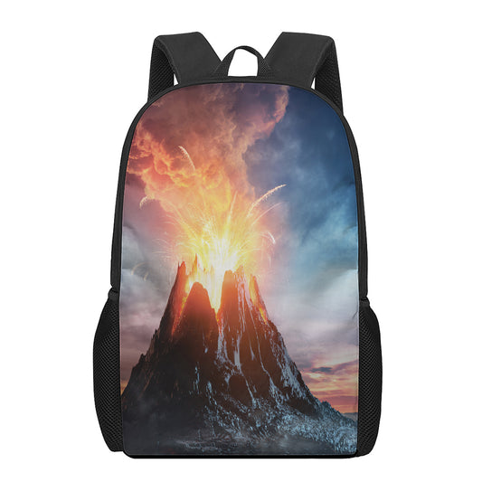 Erupting Volcano Print 17 Inch Backpack
