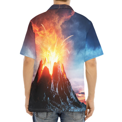 Erupting Volcano Print Aloha Shirt
